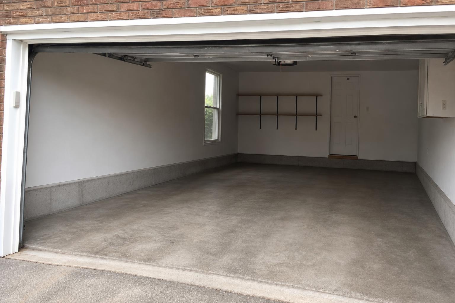 The same garage emptied and swept