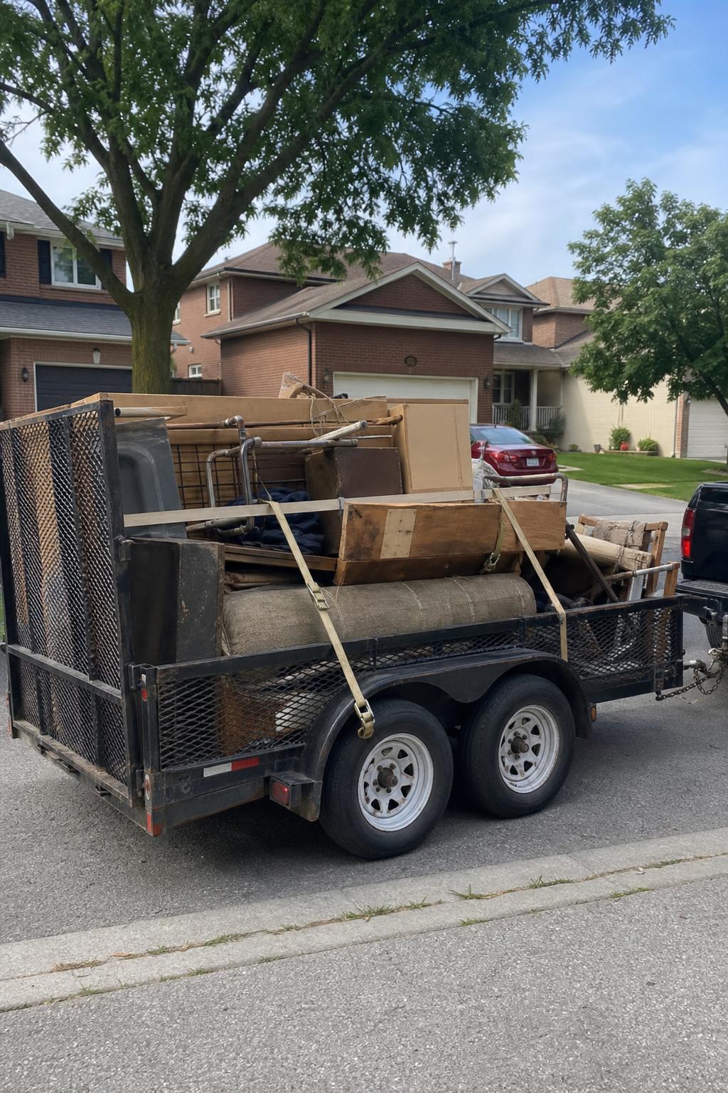 Trailer loaded with junk from a cleanout